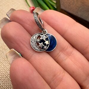 Pandora Authentic ale 925 Silver and Blue Celestial Charm Pendant